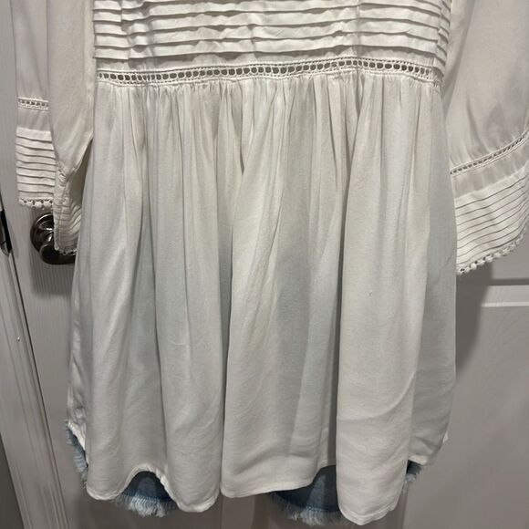 Karen Kane white crochet trim 3/4 sleeve top size large - Picture 6 of 8